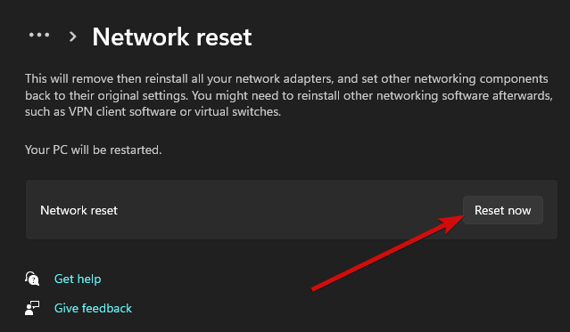 Перезагрузка после сброса сети