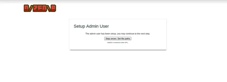 Подтверждение создания admin-пользователя