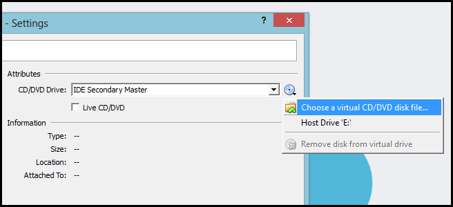 Кнопка для вставки виртуального CD/DVD