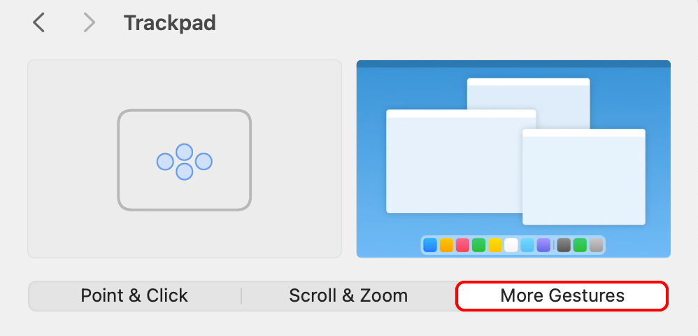 Окно Системных настроек macOS с дополнительными жестами трекпада
