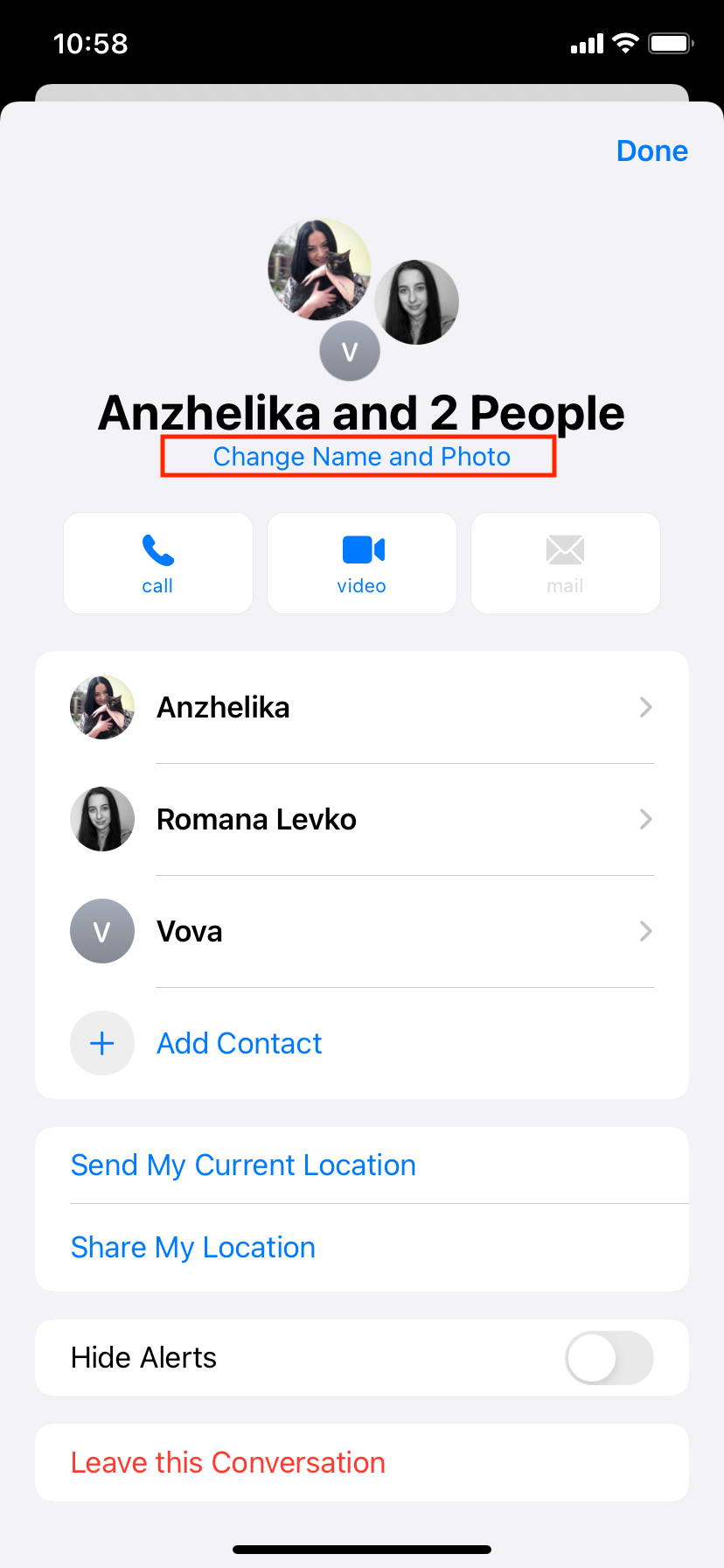 how to change an iMessage group name on iPhone