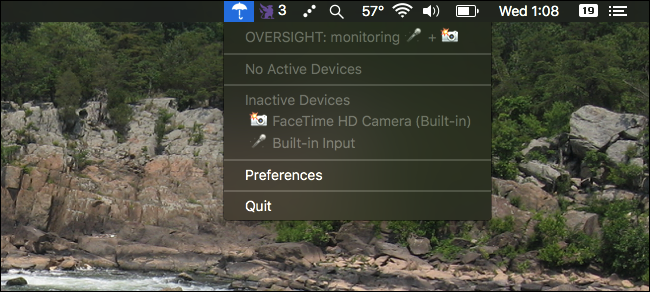 Иконка зонта Oversight в строке меню macOS
