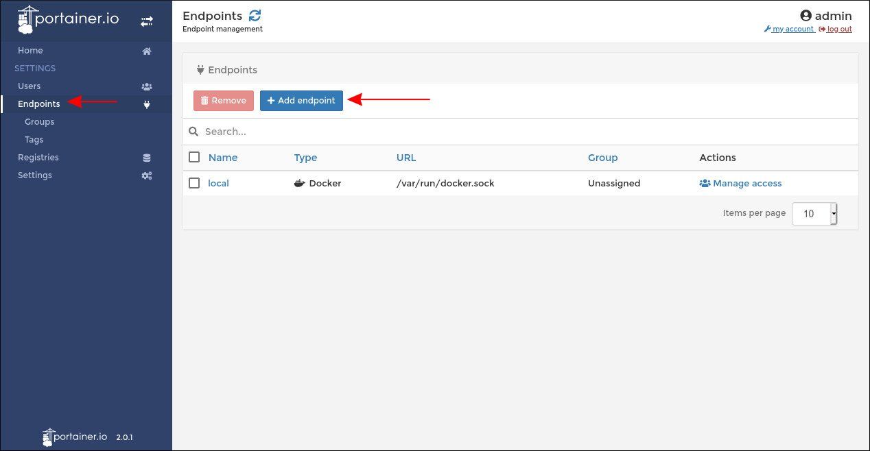 Управление endpoint'ами в Portainer