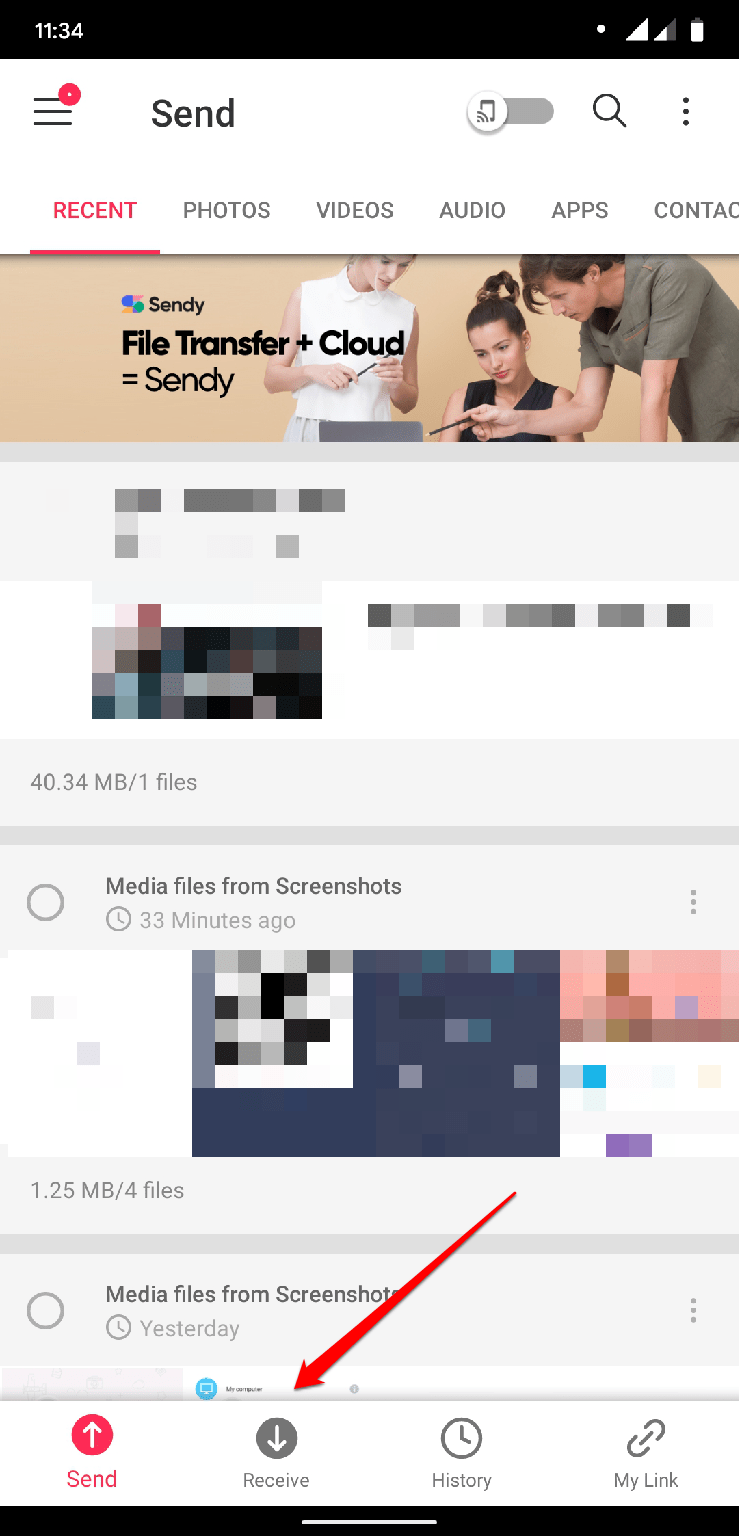Android で受取用コードを入力する画面