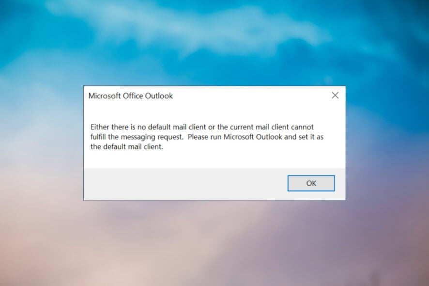 Error cliente de correo predeterminado en Outlook — Solución
