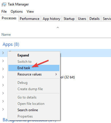 Завершение задач League of Legends в Диспетчере задач