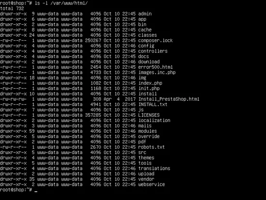 Файлы PrestaShop распакованы