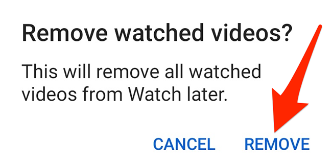 Нажмите «Удалить» в подтверждающем окне приложения YouTube.