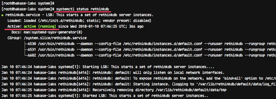 Проверка статуса RethinkDB и портов