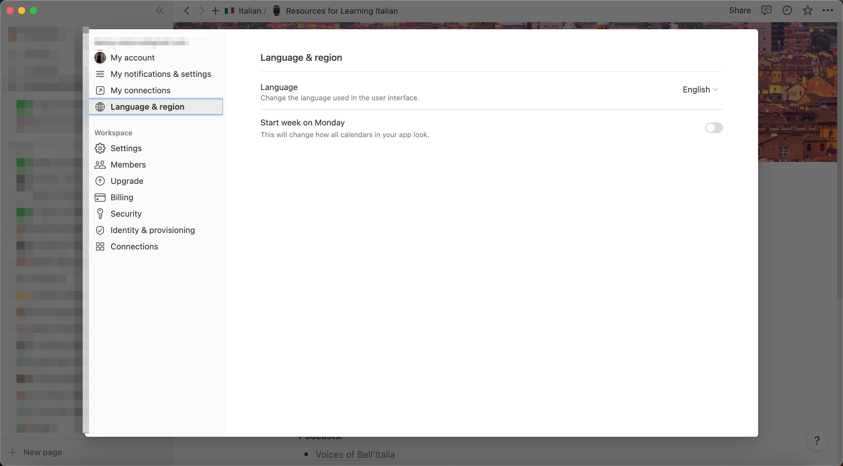 Сменить язык Notion Скриншот