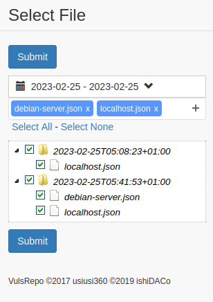 Выбор JSON с результатами в VulsRepo