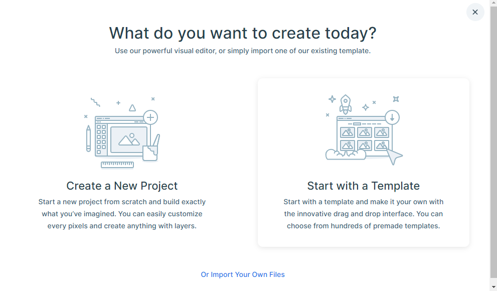 Опции для создания нового слайдера