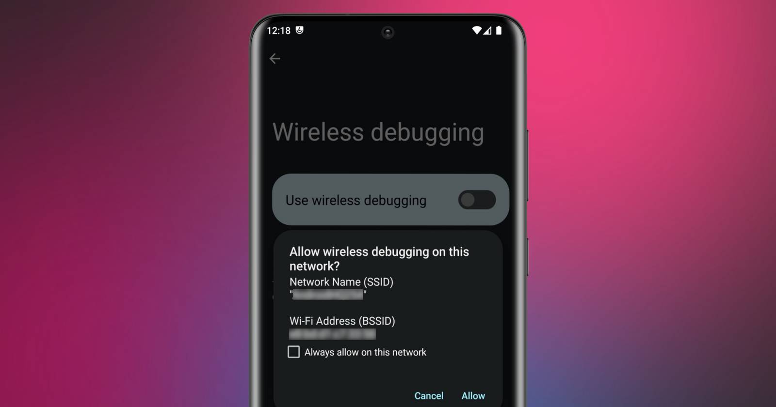android wireless debugging feature