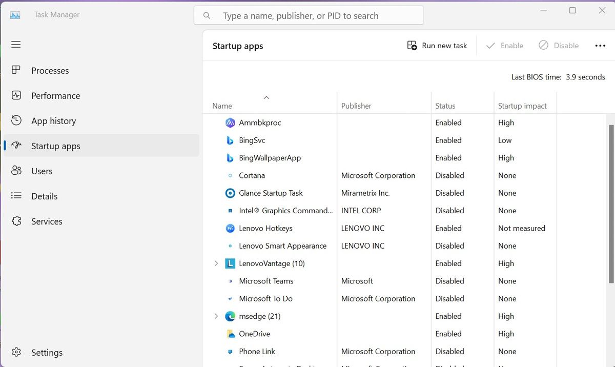Скриншот диспетчера задач, вкладка автозагрузка с программами