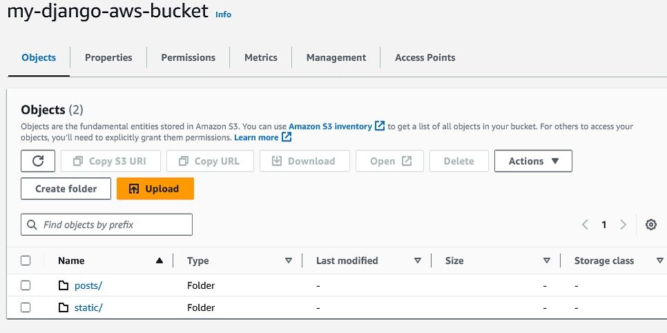 S3 бакет с папкой static
