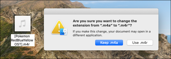 Преобразование M4A в M4R через Finder