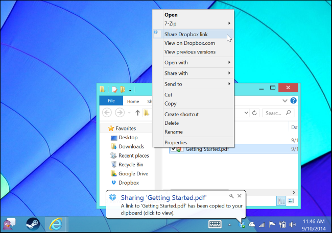 Копирование публичной ссылки Dropbox