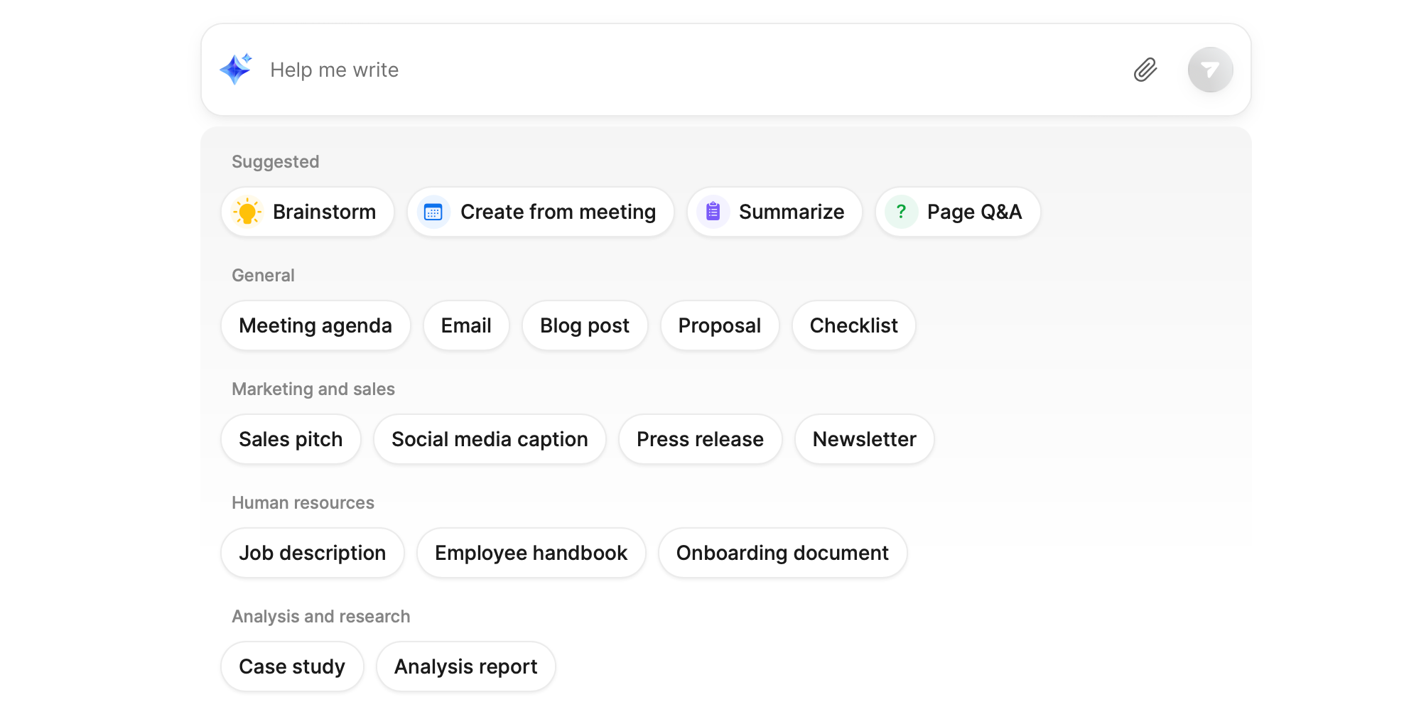 В панели Docs пользователь просит AI Companion сгенерировать документ