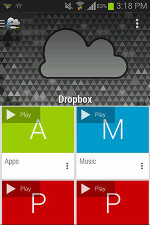 Просмотр папок облака и выбор папки с музыкой