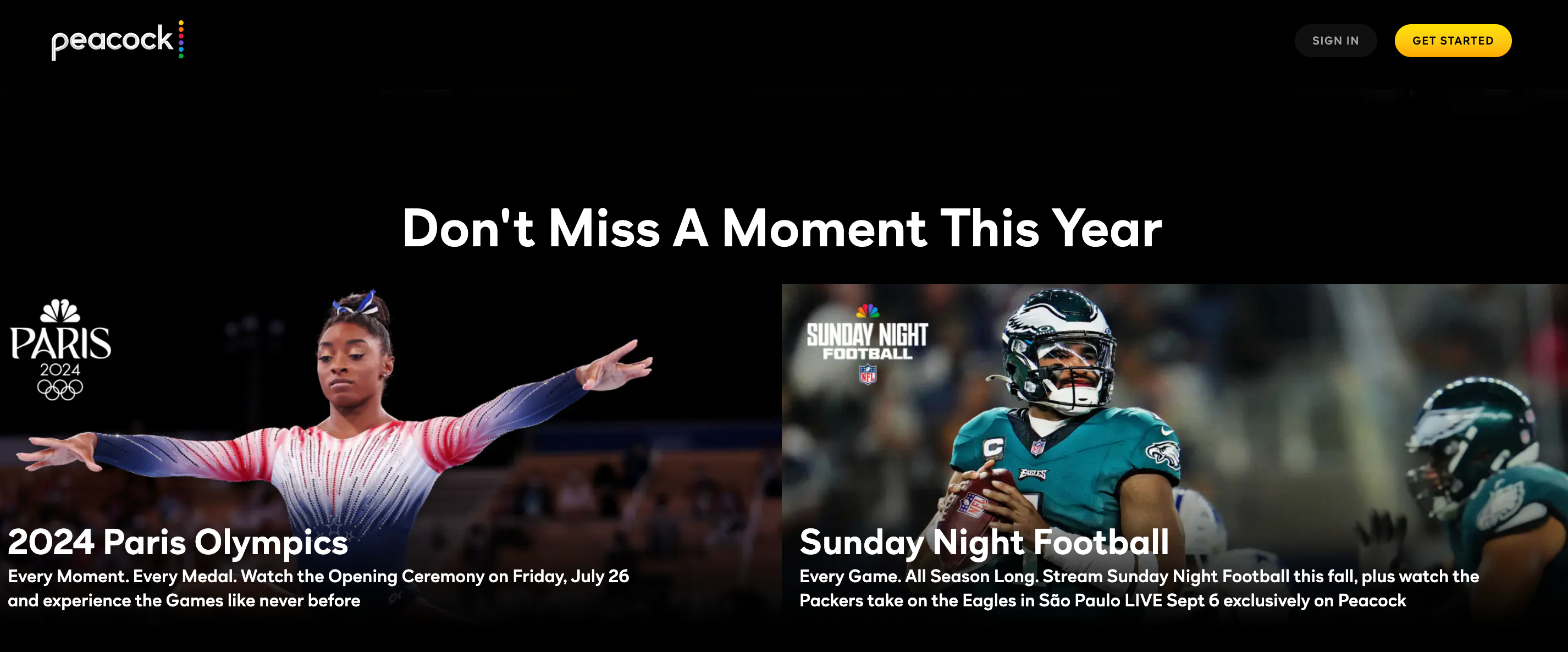 Главная страница Peacock TV