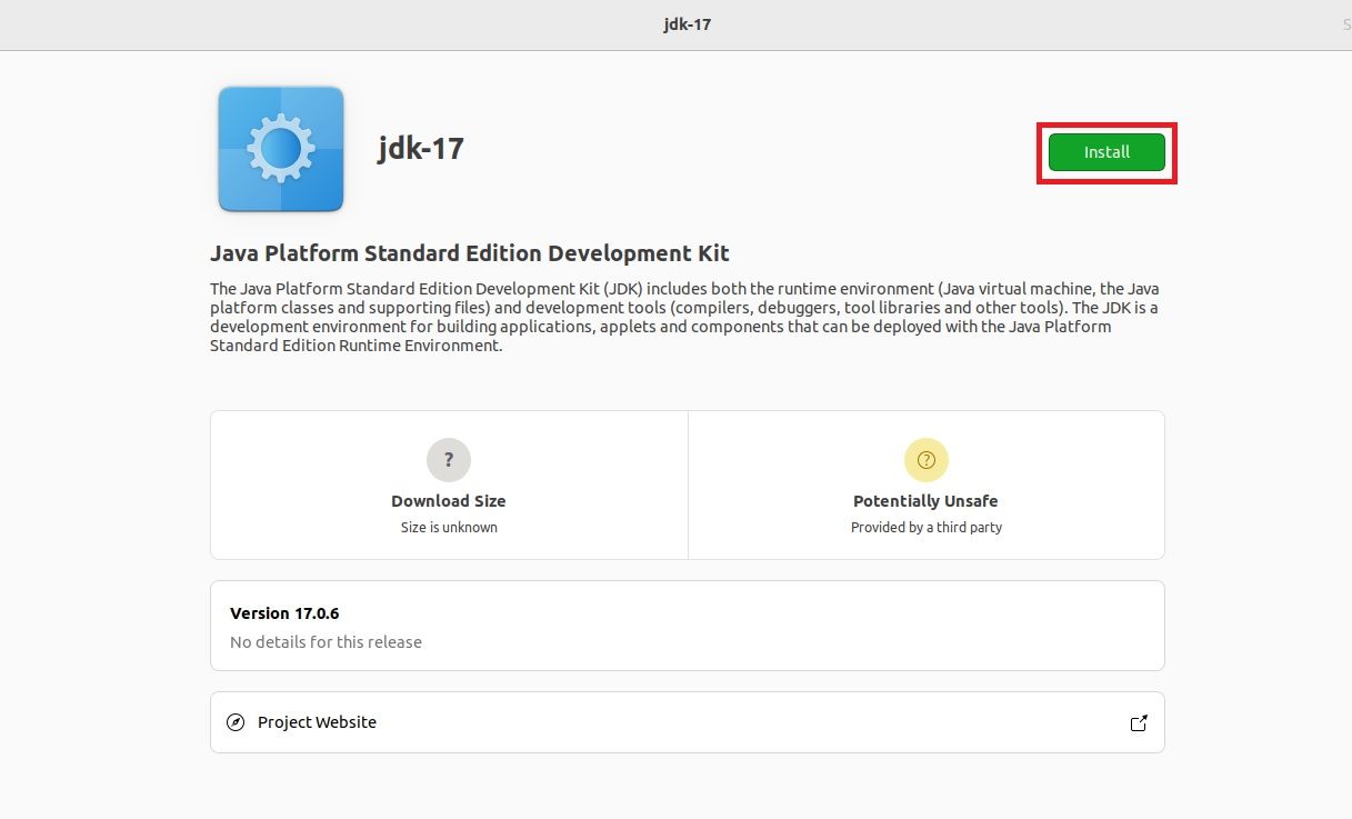 установка JDK 17 через Ubuntu Software