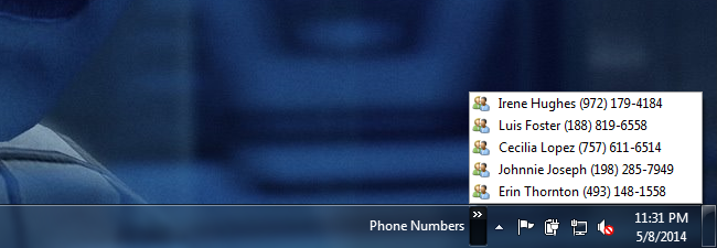 Toolbar-Menü mit Notizen