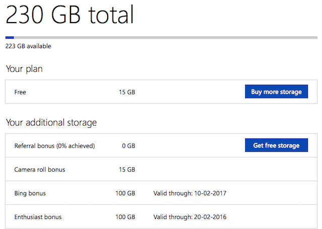 Скриншот настроек OneDrive и раздела управления хранилищем