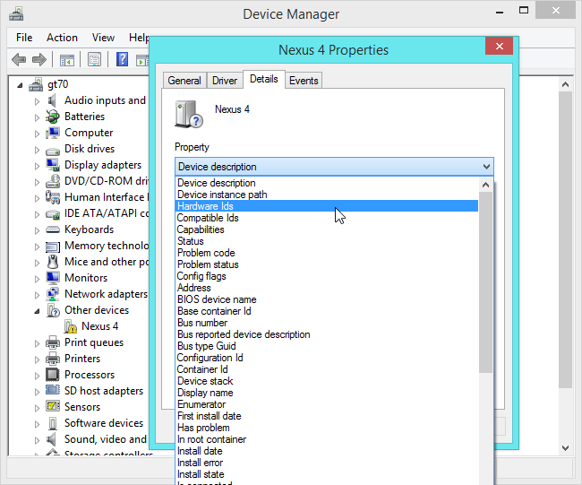 Пример поиска Hardware Id в интернете: результат указывает на ADB-интерфейс Nexus