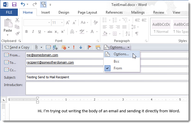 Переход в настройки свойств сообщения