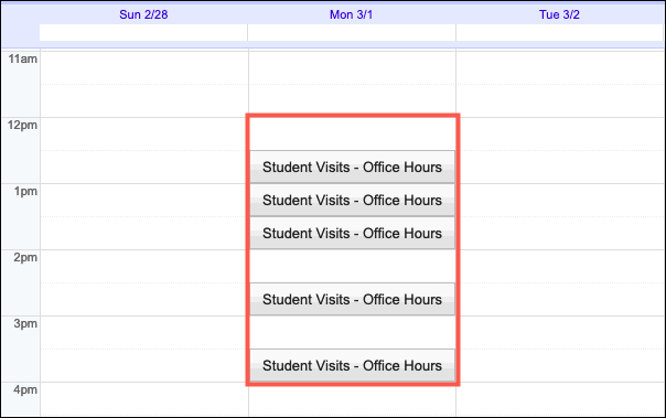 Доступные и забронированные слоты