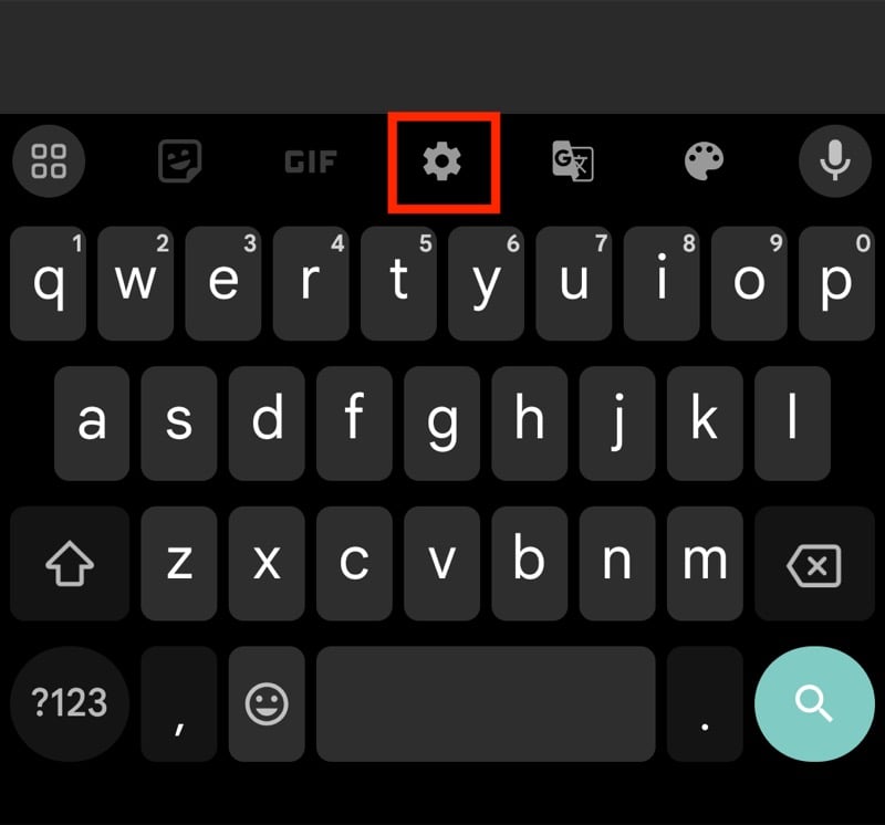 Кнопка настроек на Gboard в Android