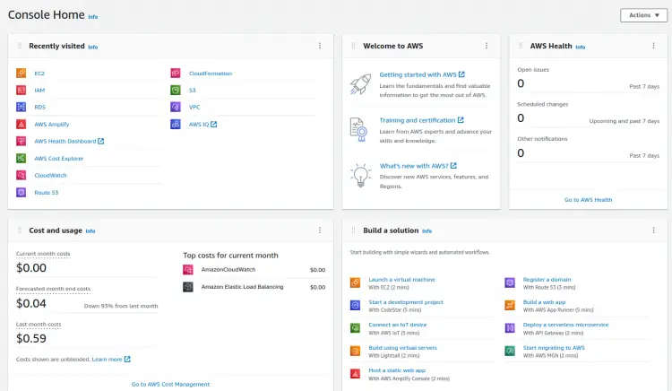 Новый AWS Console Home: создание S3-бакета