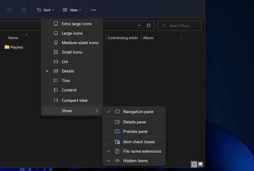 Опция Расширения имён файлов в Проводнике