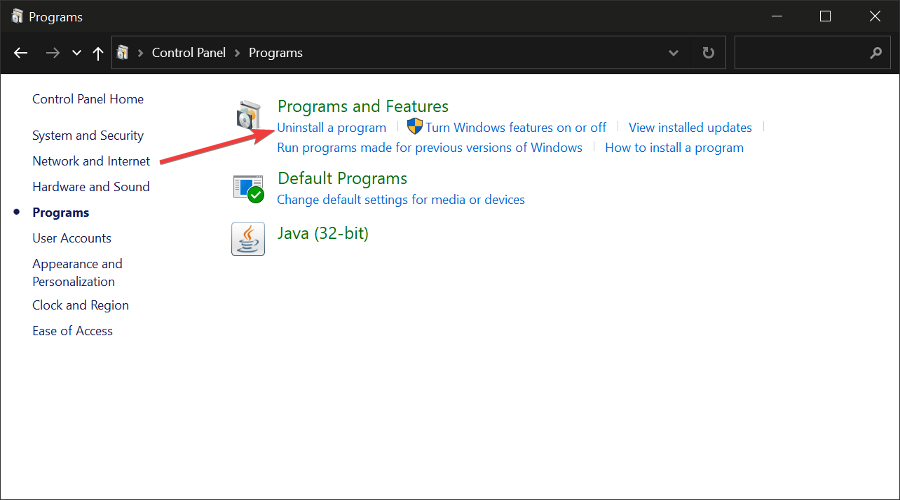 Список установленных программ в Windows для удаления