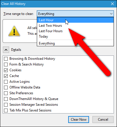 Очистка истории и куки в Firefox