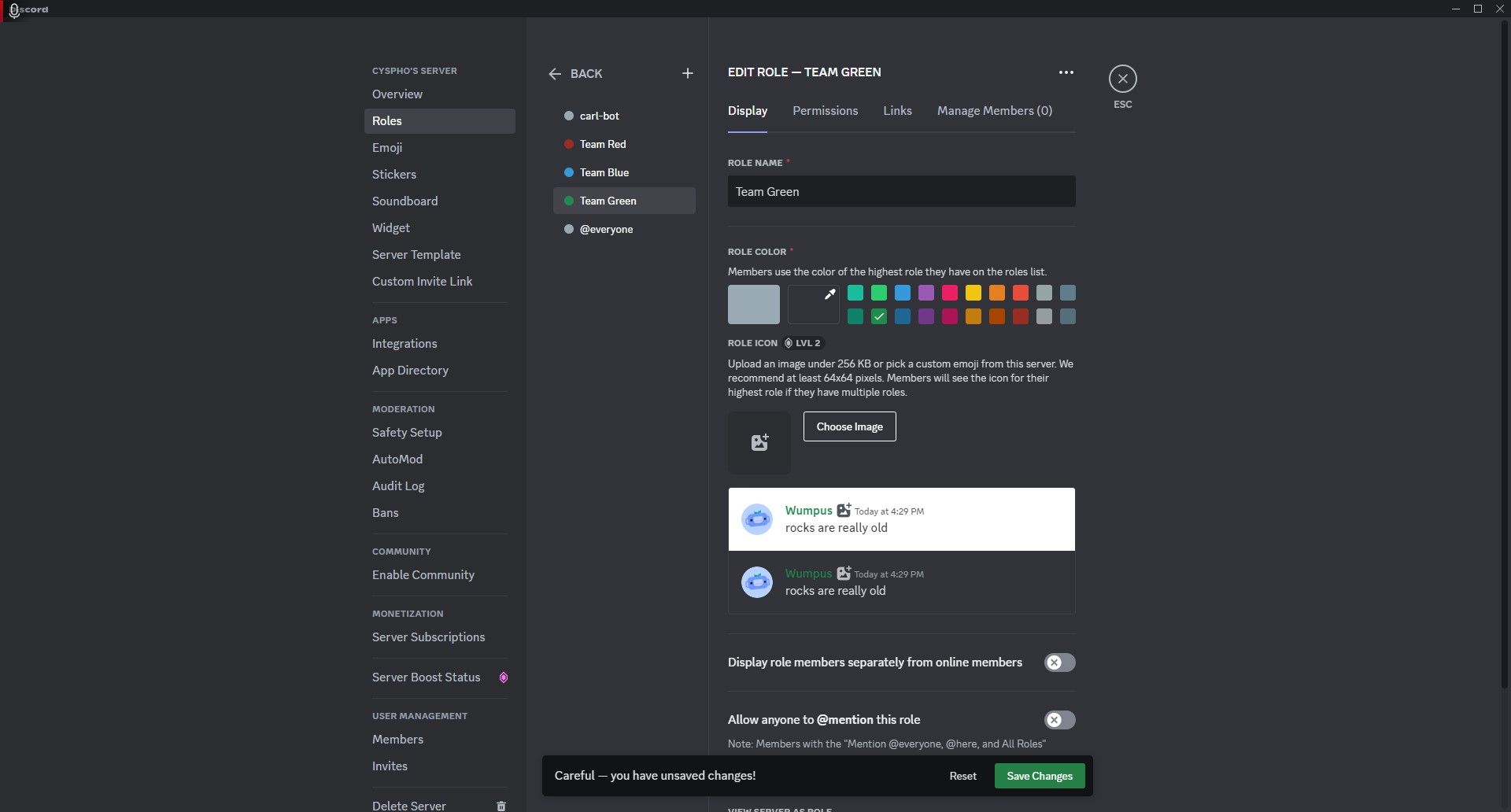Creating roles in Discord