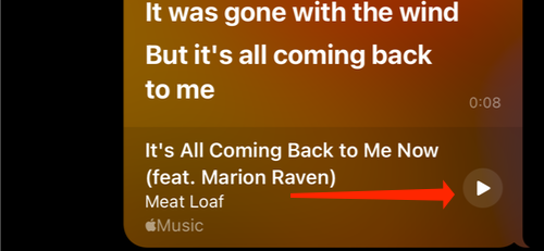 Иконка воспроизведения позволяет слушателю открыть трек в Apple Music