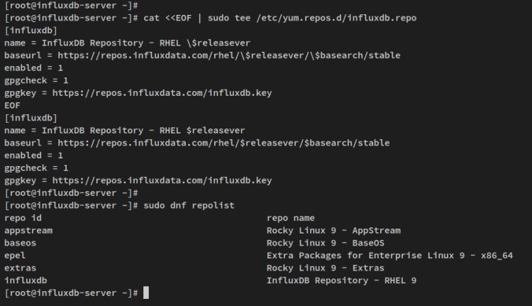 InfluxDB 2 и Telegraf на Rocky Linux 9