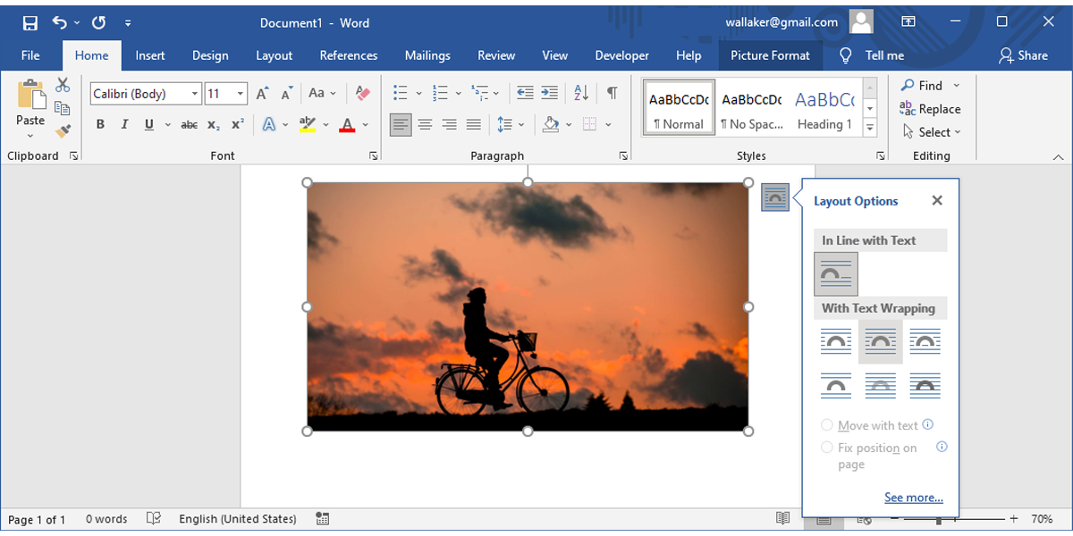 Параметры закрепления рядом с изображением