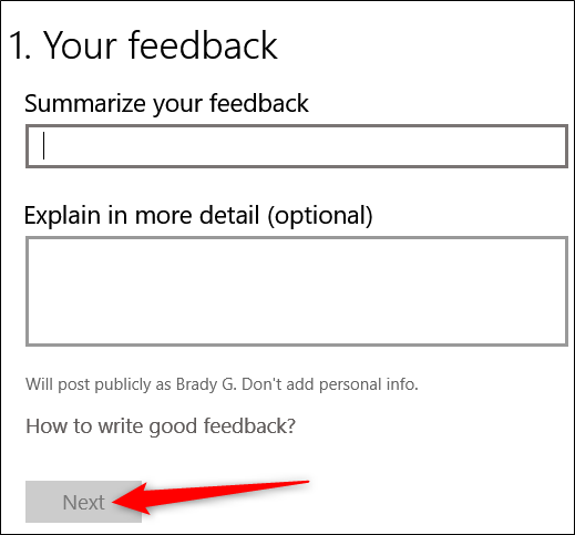 Страница составления отчёта с кнопкой Далее