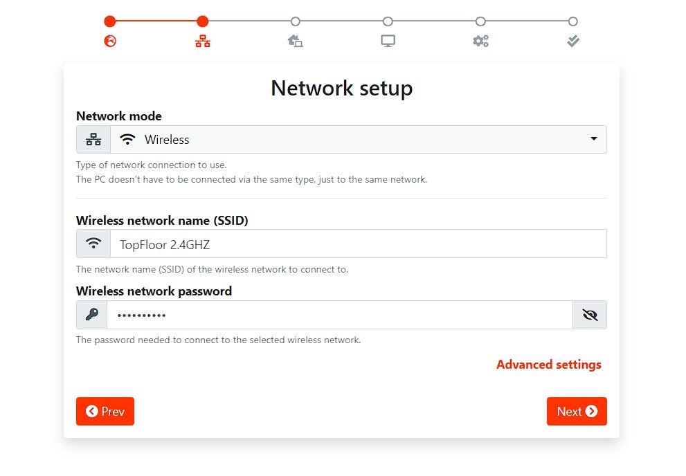setup wireless network details in mobro configuration wizard