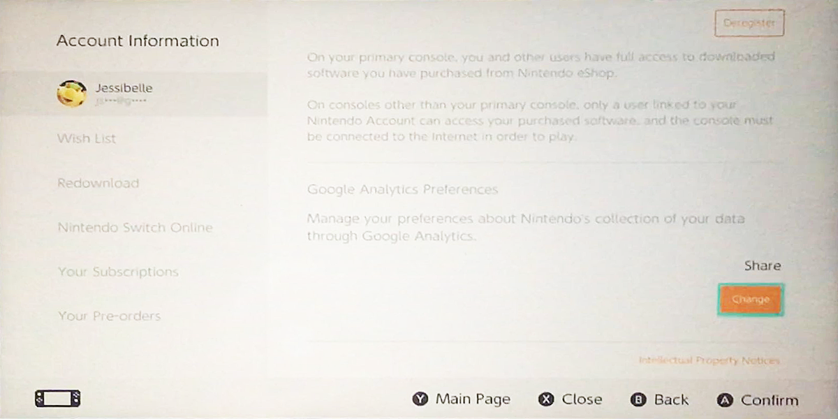 Раздел «Настройки Google Analytics» в сведениях об учётной записи eShop