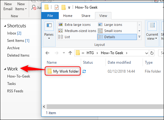Перетаскивание папки Windows в панель ярлыков