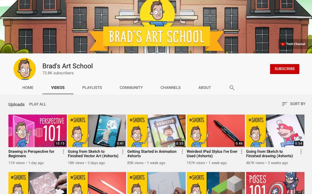 Брэд Колбо демонстрирует упражнения для начинающих в серии видео Brad's Art School