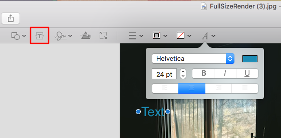 Нажмите кнопку инструмента текста в Preview.