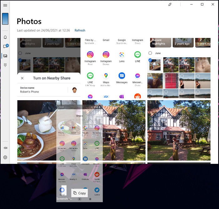 Скриншот: окно «Ваш телефон» с фотографиями телефона