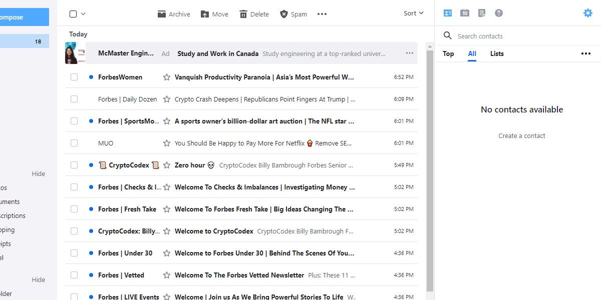 Yahoo! email contacts