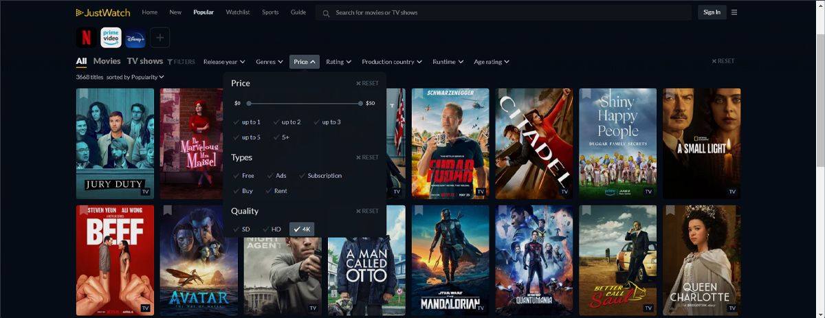 Проверка списка 4K‑контента через сторонний сервис