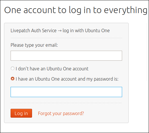 Страница входа в Ubuntu One