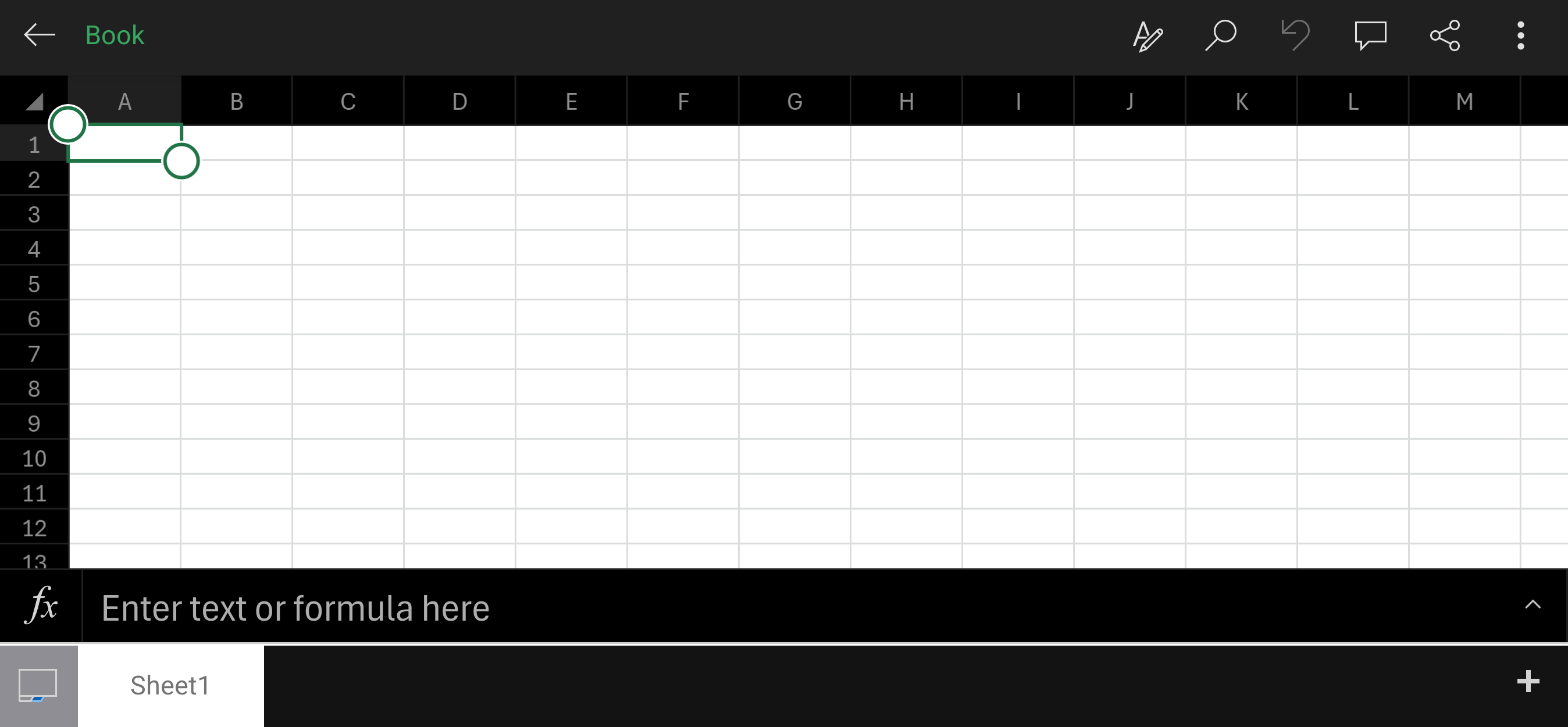Excel в мобильном приложении на телефоне.
